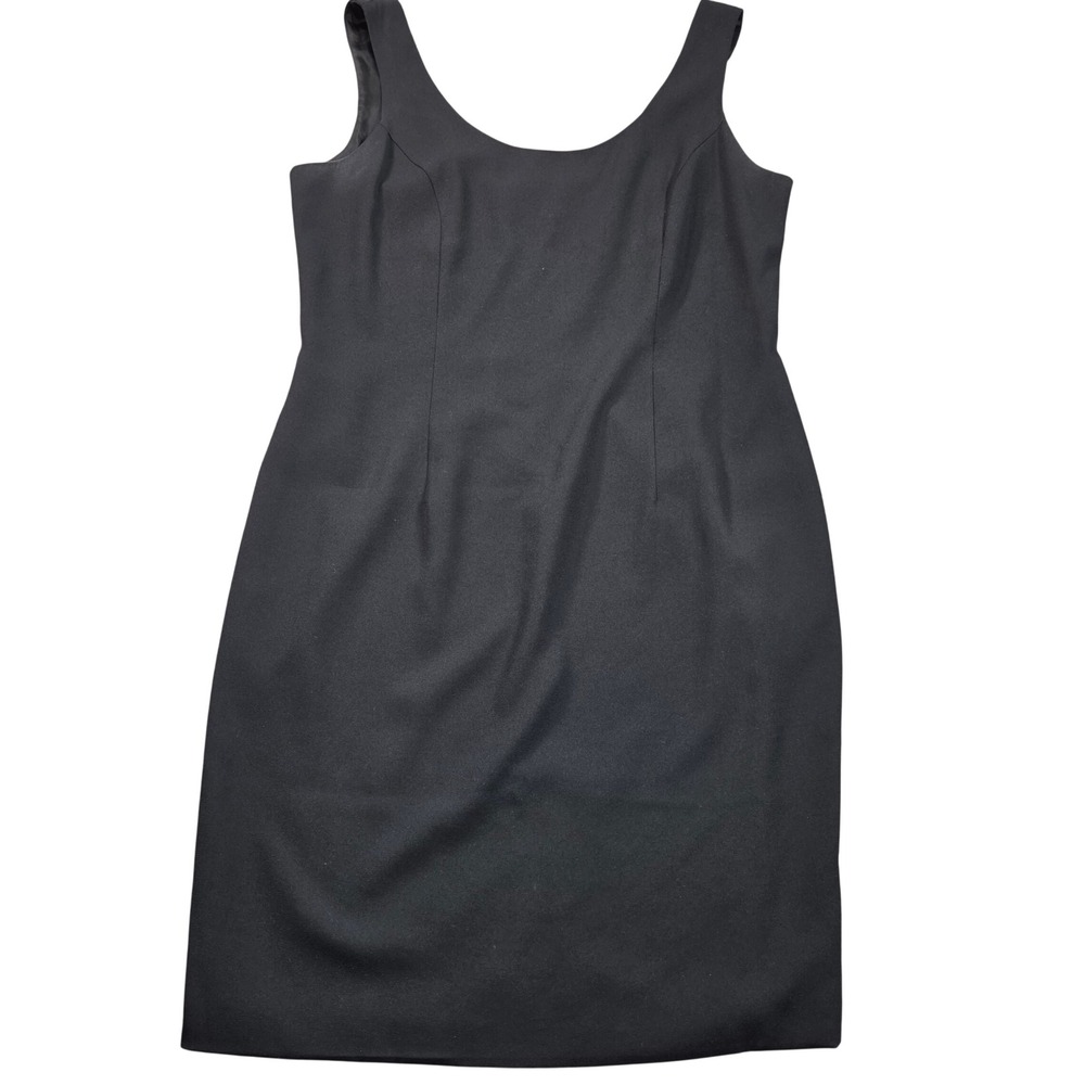 Niteline Della Roufogali Sheath Dress Womens 14 Black Sleeveless Scoop Neck USA